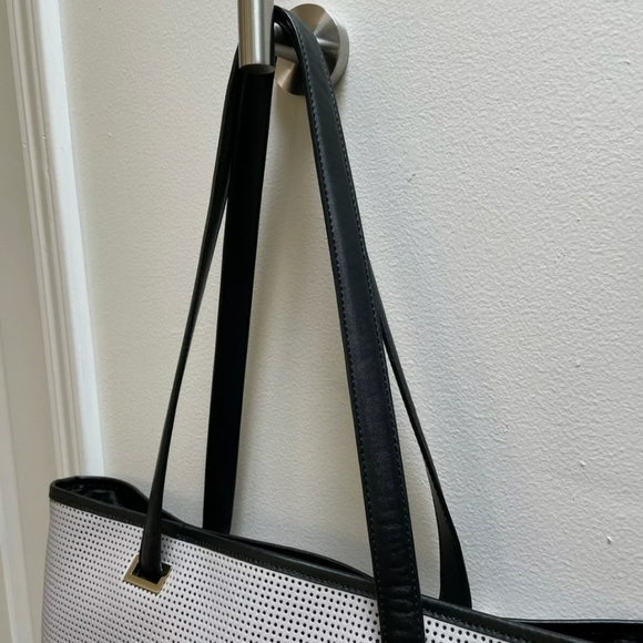 LO & SONS $578 Seville Leather 15 Tote Bag w/ 13" Inner Shell  GRAY Black - Picture 6 of 16